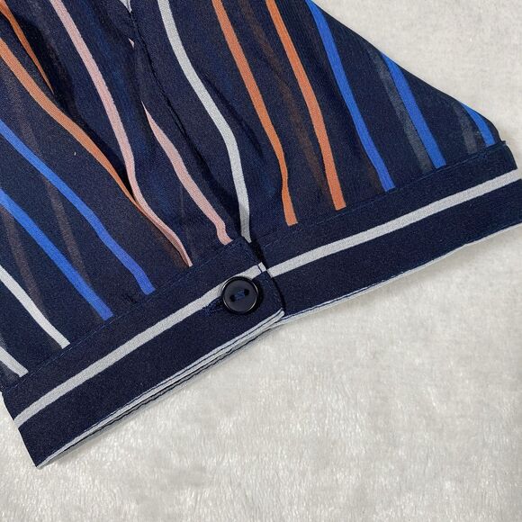 Attention Women's Plus Sz 3X Black Sheer Button Down Top Stripes Artsy Unique - Picture 4 of 9